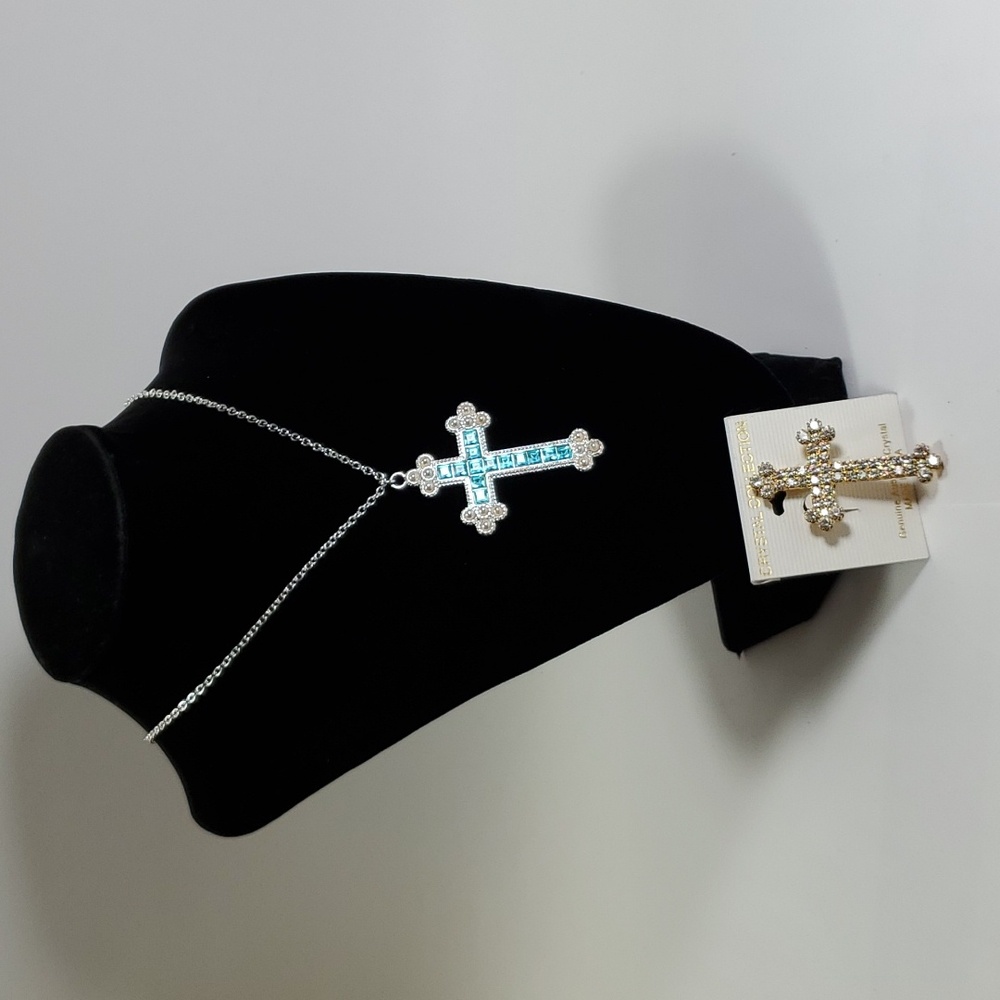 Cross Necklace and Brooch